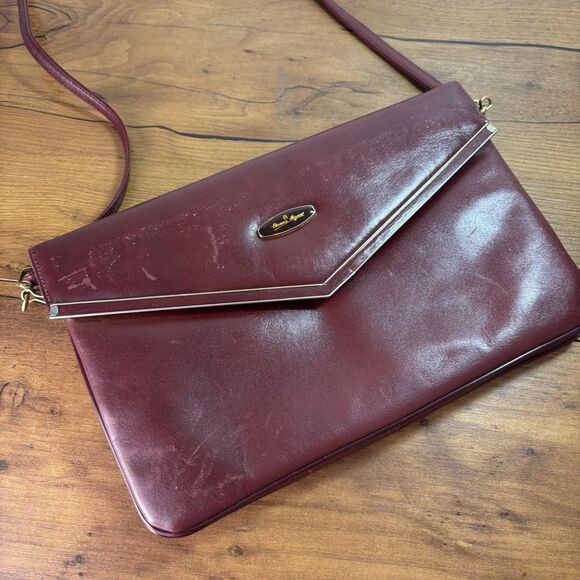 Vintage Etienne Aigner Burgundy Oxblood Leather Classic Clutch Shoulder Bag - Picture 4 of 16
